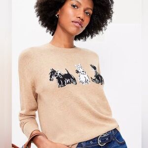 Loft Scotty Dog Crewneck Sweater Size S